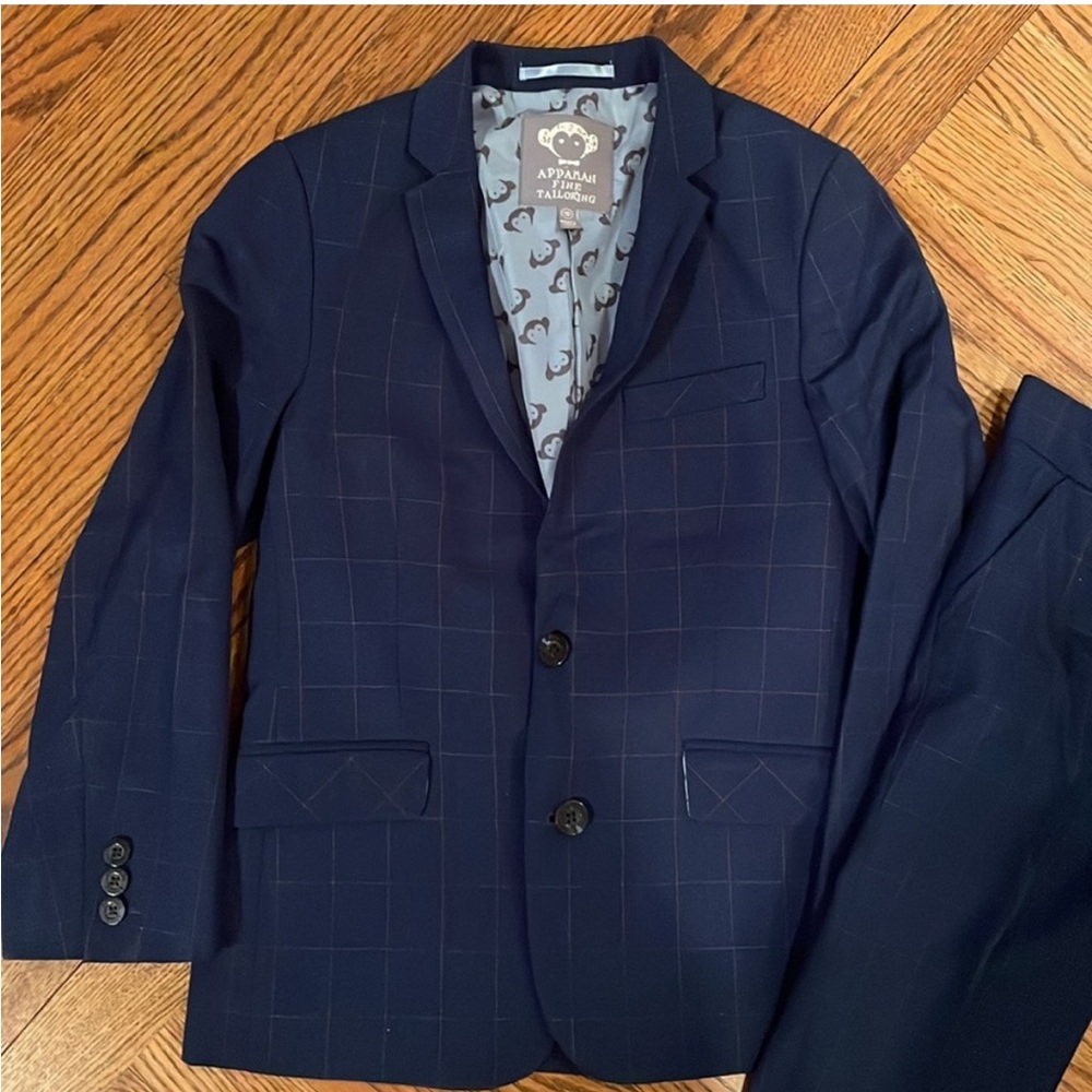 Appaman windowpane suit. Navy Size 10.